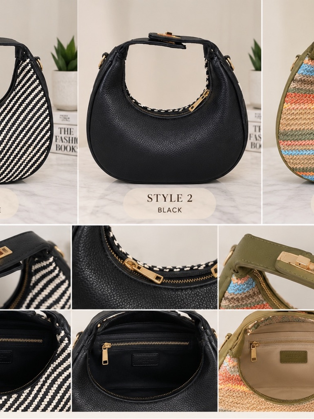 Black Women's Crescent Shoulder Bag - Stylish Everyday Handbag